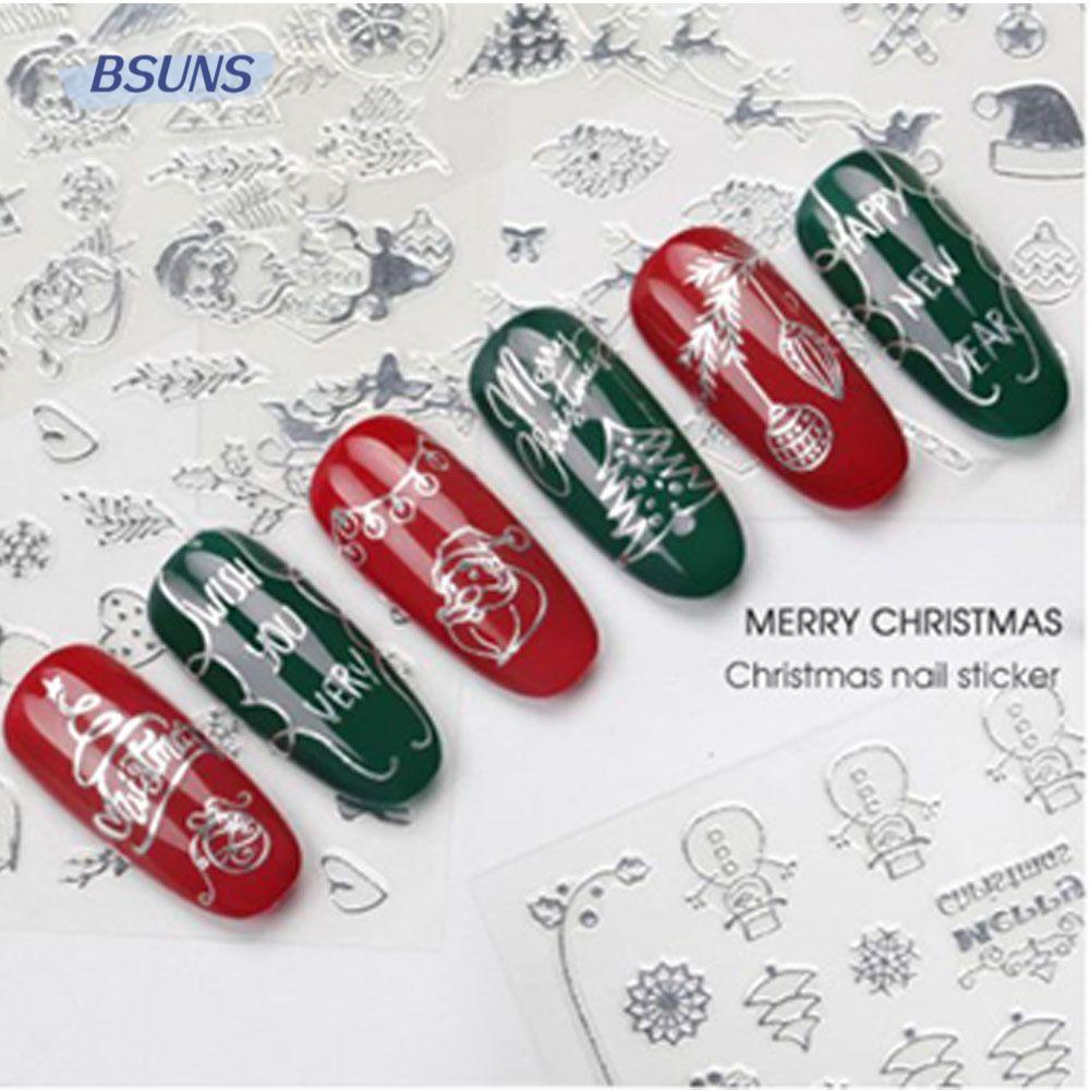 Bsuns Hình Dán Móng Tay 3D Nhiều Phong Cách Giáng Sinh