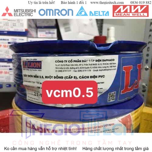 Dây đơn mềm VCM 0.5mm LION 1 mét Dây Điện Kết Nối Tủ Điện - XANH