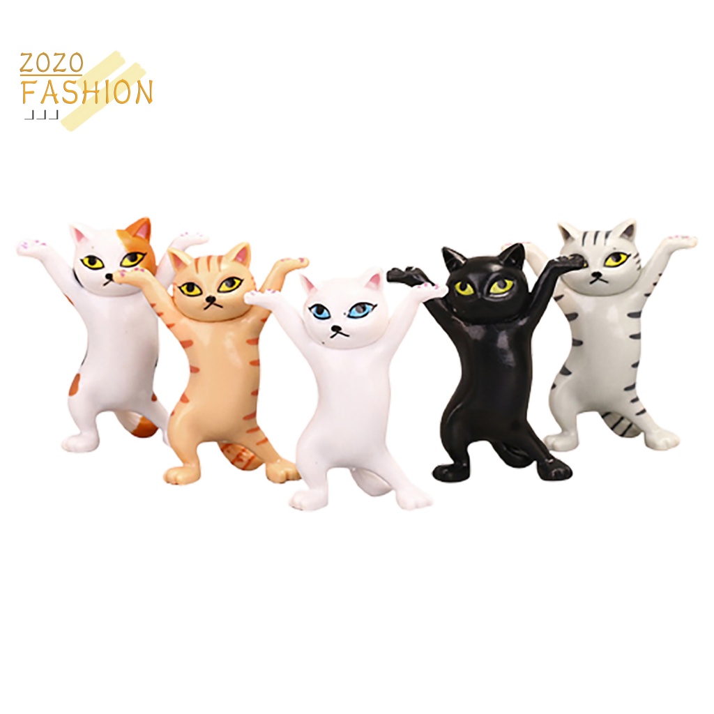 Bộ 5 Giá Đỡ Bút Bằng PVC Hình Mèo Vui Nhộn