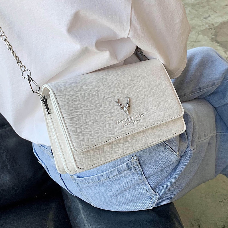 Túi Đeo Chéo Hình Vuông Cỡ Nhỏ Phối Dây Đeo Sợi Xích Phong Cách Instagram Thời Trang Cho Nữ