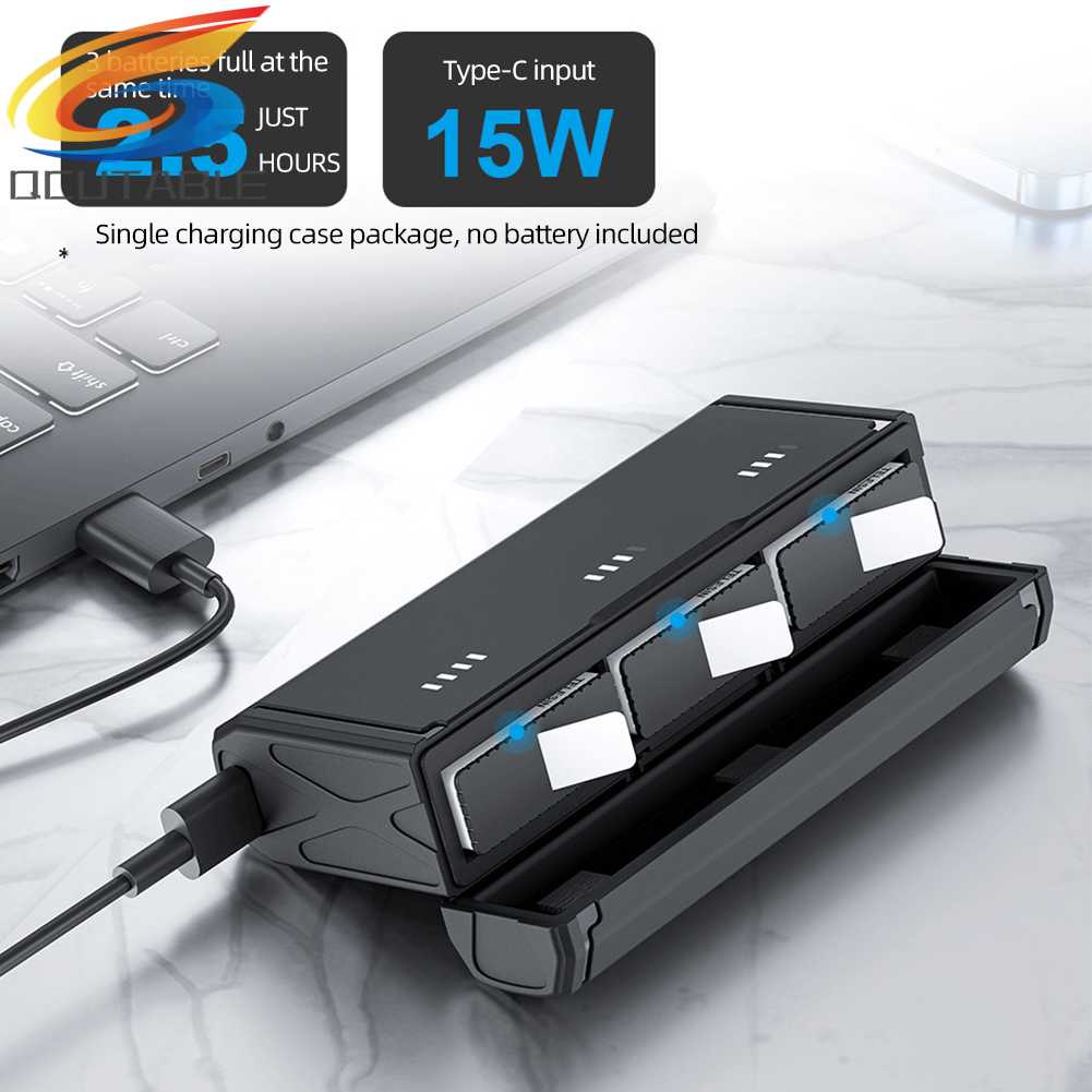 Hộp Sạc Pin Nhanh 3 Ngăn Loại C Cho GoPro 11 / 10 / 9