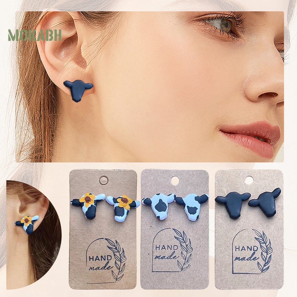 1 Đôi Bông Tai Hình Bò Sữa Bằng Acrylic Màu Trơn Dễ Thương Không Gây Dị Ứng Dành Cho Nữ