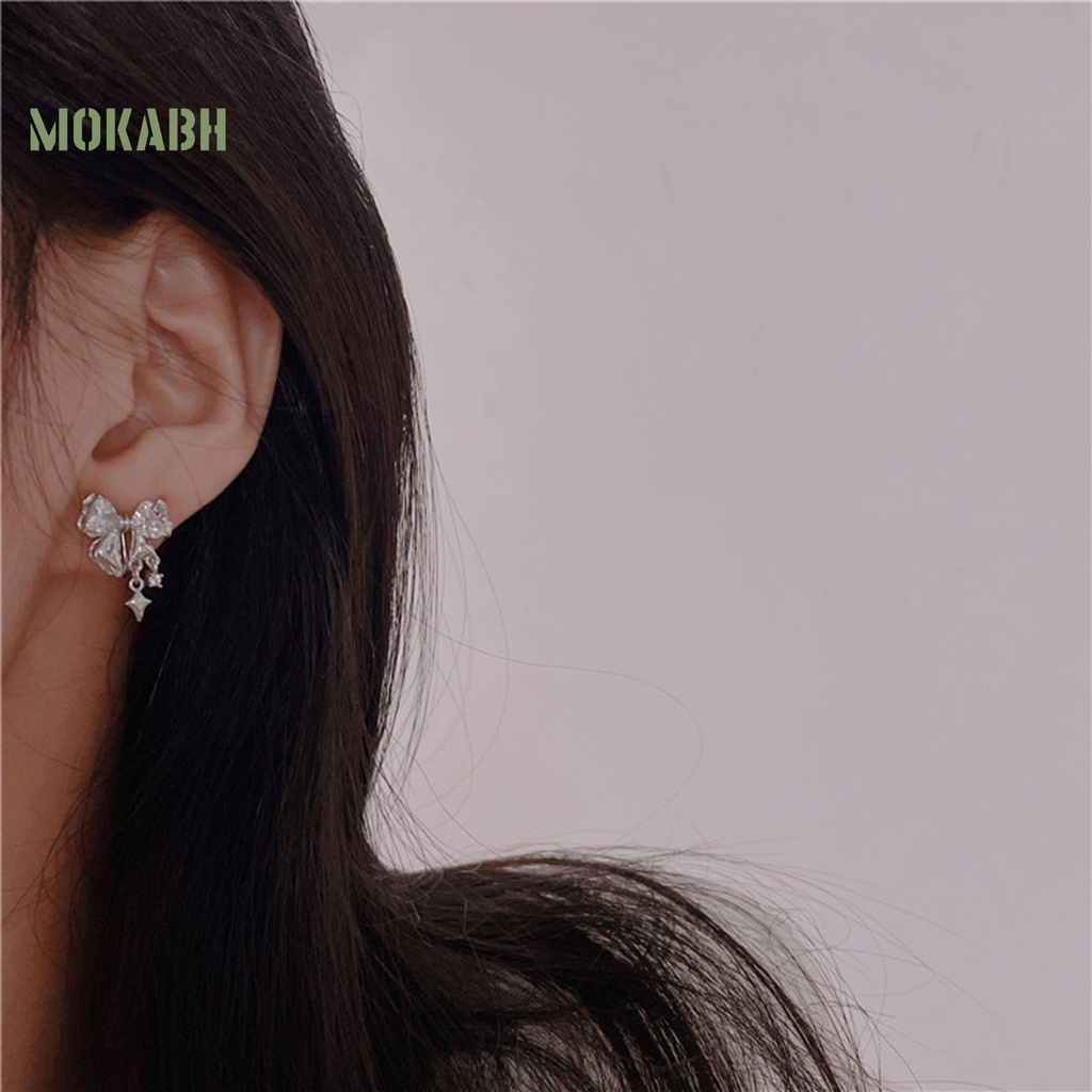 1 Đôi Bông Tai Hình Học Đính Đá Zircon Lấp Lánh Chống Mài Mòn Chất Lượng Cao