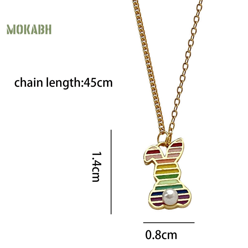 Vòng cổ Mặt Hình Thỏ Họa Tiết Sọc Cầu Vồng Thời Trang Cho Nữ