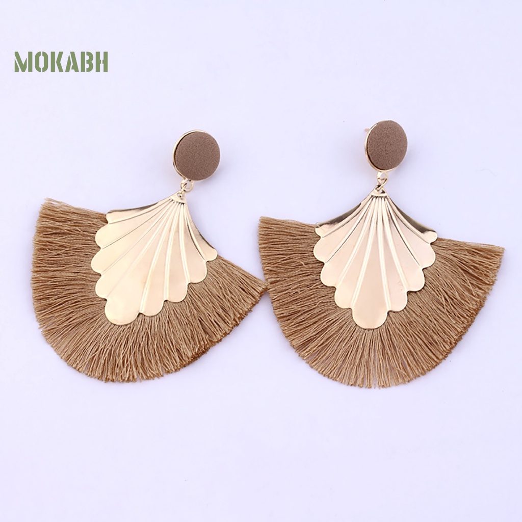 1 Đôi Bông Tai Hình Quạt Tua Rua Phong Cách Bohemia Sáng Tạo Dành Cho Nữ