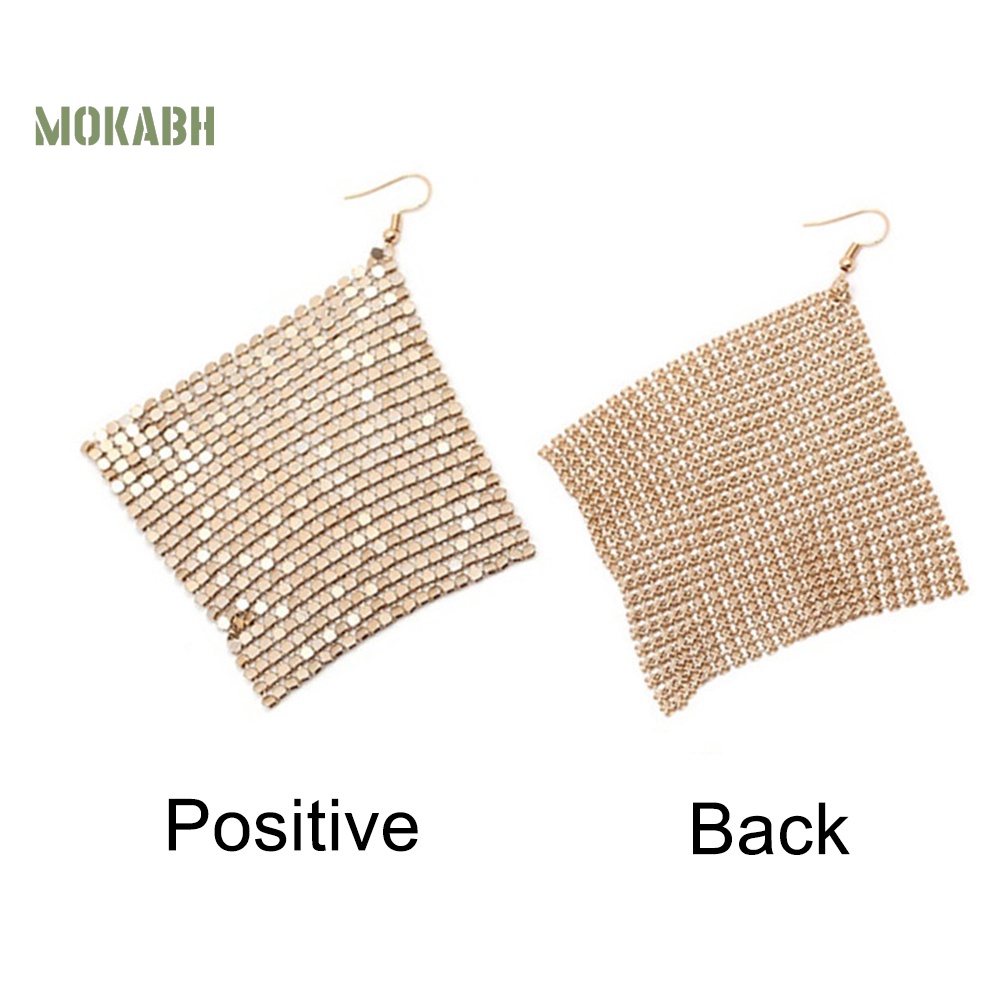 Bông Tai Hình Vuông Đính Kim Sa Tua Rua Thời Trang Cho Nữ