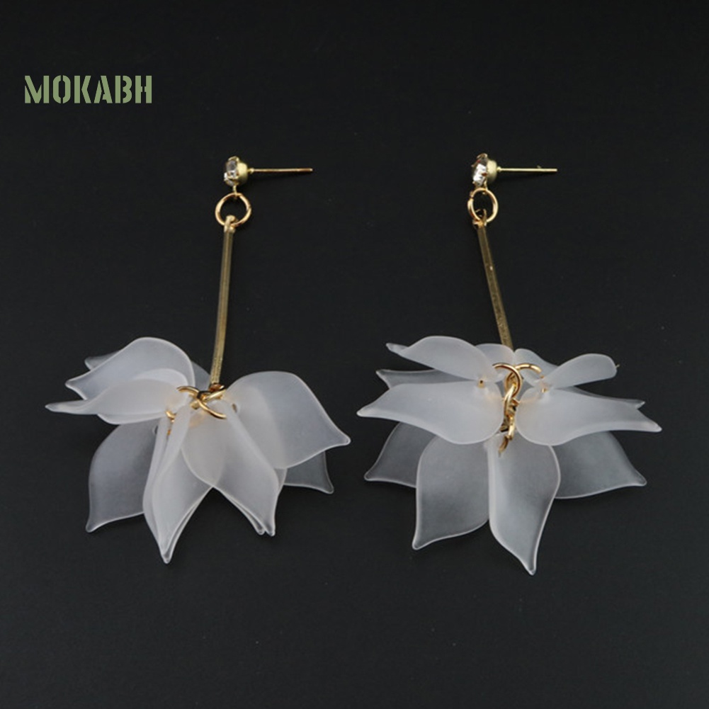 Bông Tai Dáng Dài Hình Cánh Hoa Bằng Nhựa Resin Ngọt Ngào Cho Nữ