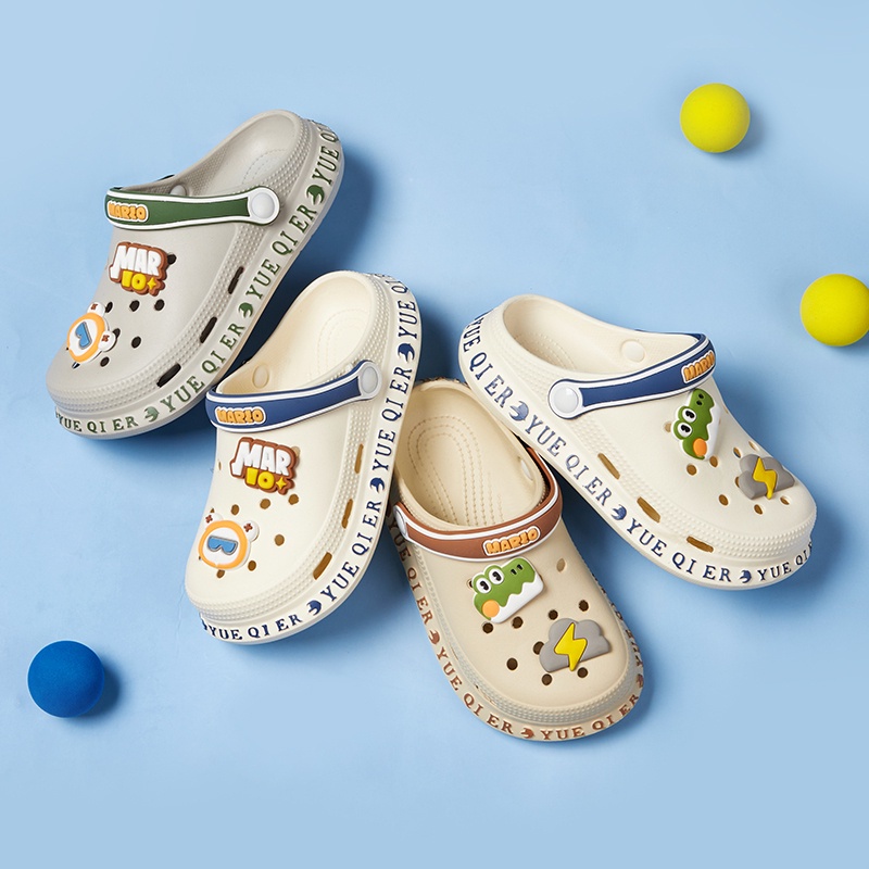 Cheerful Mario Dép Crocs Đi Trong Nhà Chống Trượt Cỡ Lớn In Hình Mario Thời Trang Mùa Hè Cho Bé Trai Và Gái