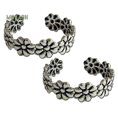 Set 2 Nhẫn Ngón Chân Mạ Bạc Phong Cách Vintage
