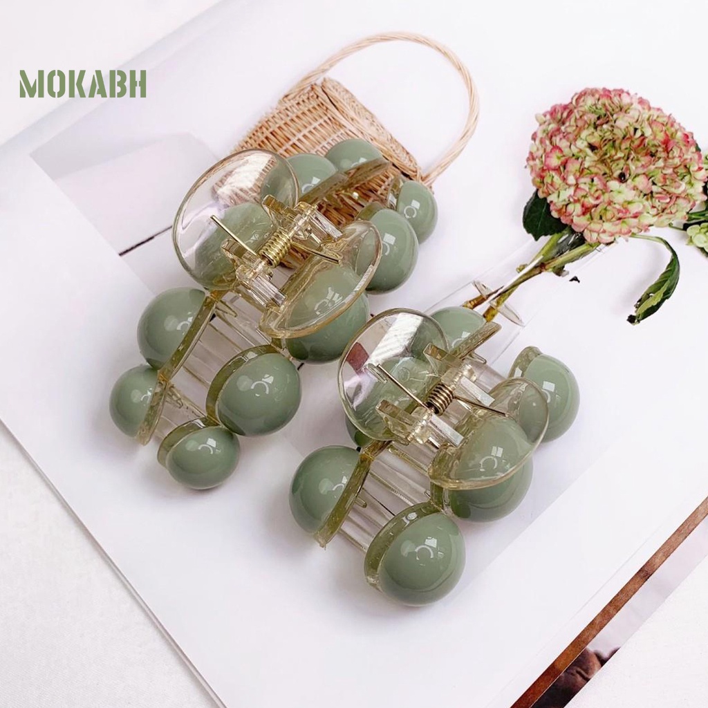 Kẹp Tóc Càng Cua Đính Hạt Acrylic Màu Xanh Lá Tối Giản Thanh Lịch Dễ Phối Đồ Thời Trang Cho Nữ