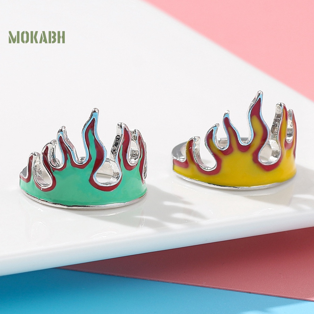 Nhẫn Hở Hình Ngọn Lửa Bằng Hợp Kim Chống Biến Dạng Phong Cách Cổ Điển Có Thể Điều Chỉnh Cho Nam Và Nữ