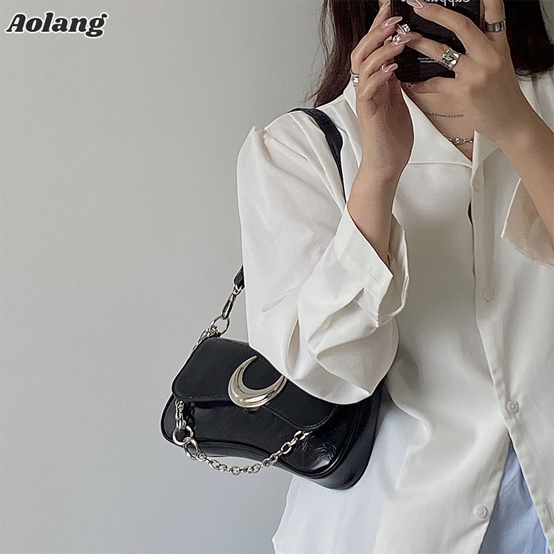 Túi xách đeo vai AOLANG có khóa mặt trăng sang trọng thời trang