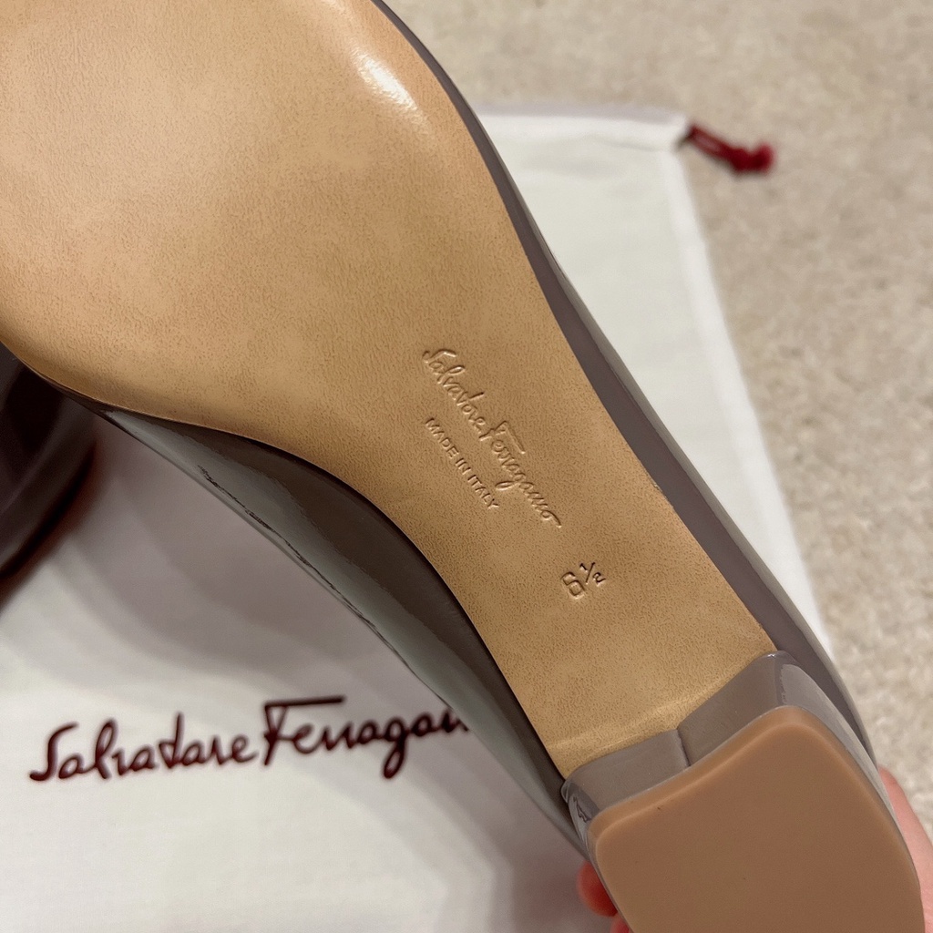 Ferragamo_Bán Chạy Giày Lười Da Bóng Gót Vừa Cao 3cm Cho Nữ