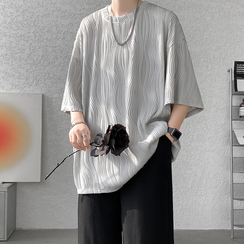 Áo Thun Tay Ngắn Dáng Rộng Bằng Lụa Lạnh Thoáng Khí Thời Trang Mùa Hè Cho Nam 150kg Plus Fat