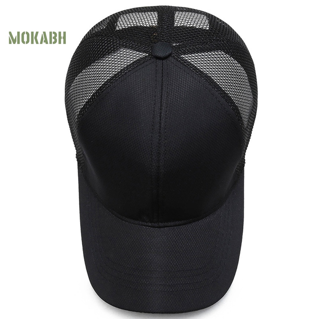 [Mok Abh] Mũ Lưỡi Trai Thể Thao Phối Lưới Màu Trơn Có Thể Điều Chỉnh Kích Thước