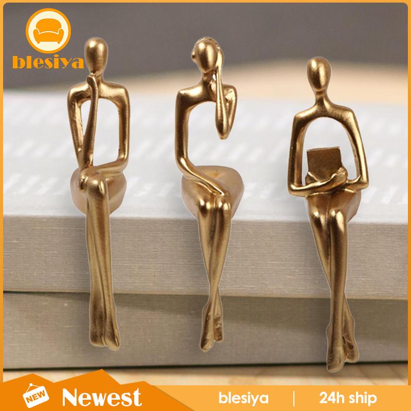 [Blesiya] Set 3 Bức Tượng Người Suy Nghĩ Ngồi Để Bàn Trang Trí