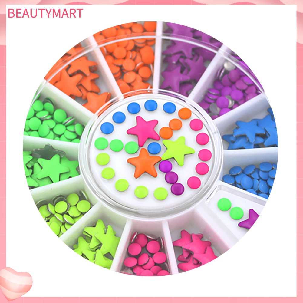 Bánh Xe Tròn &amp; Ngôi Sao Nhiều Màu Sắc Dùng Trang Trí Móng Tay Nghệ Thuật DIY