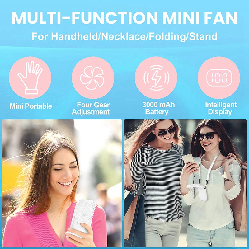 1 Quạt USB Mini Cầm Tay 4 Tốc Độ Có Thể Gập Lại Cho Văn Phòng / Lái Xe