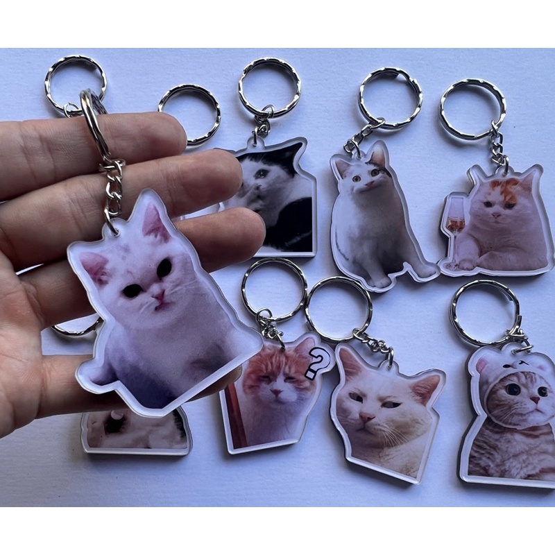 Móc khoá mica mèo meme cute đáng yêu