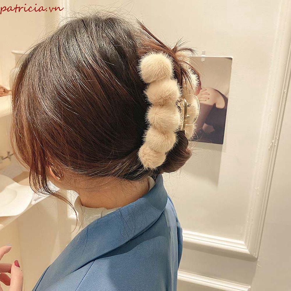 Kẹp Tóc Lông Nhung Thời Trang Thu Đông Vintage Đơn Giản Dành Cho Nữ