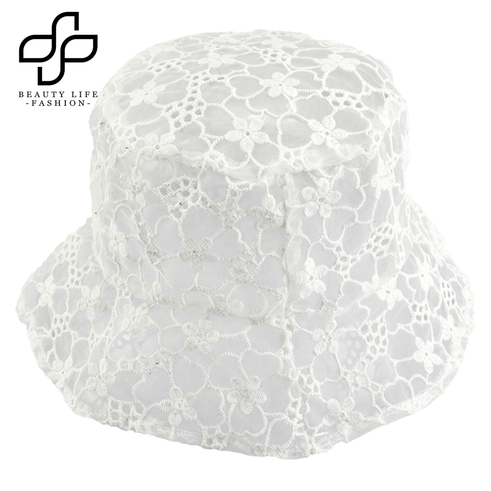 Nón Tai Bèo Phối Ren Thoáng Khí Họa Tiết Hoa Xinh Xắn Cho Bé Gái