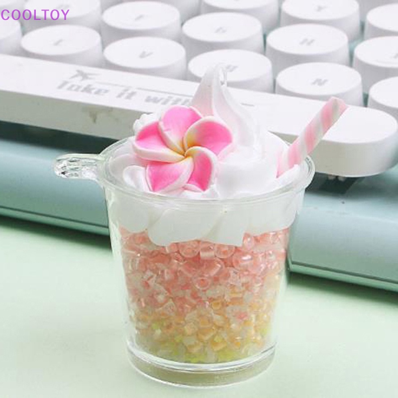 Cooltoy Móc Khóa Cốc Tròn Màu Trơn Phát Sáng Hình Hoa Đào Hoạt Hình DIY