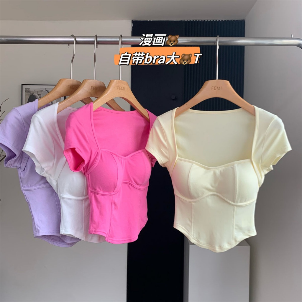 Áo Ngực Thể Thao Ngắn Tay Ôm Dáng Phối Dây Buộc Ngực Quyến Rũ Mùa Hè Dễ Phối Đồ Phong Cách Mới Cho Nữ