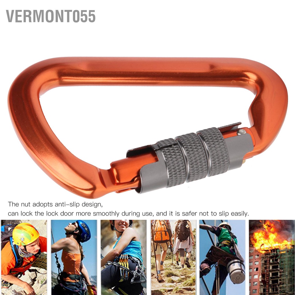 Vermont055 Khóa tự động bằng nhôm hàng không bền D-Shape Carabiner An toàn cho cắm trại leo núi ngoài trời