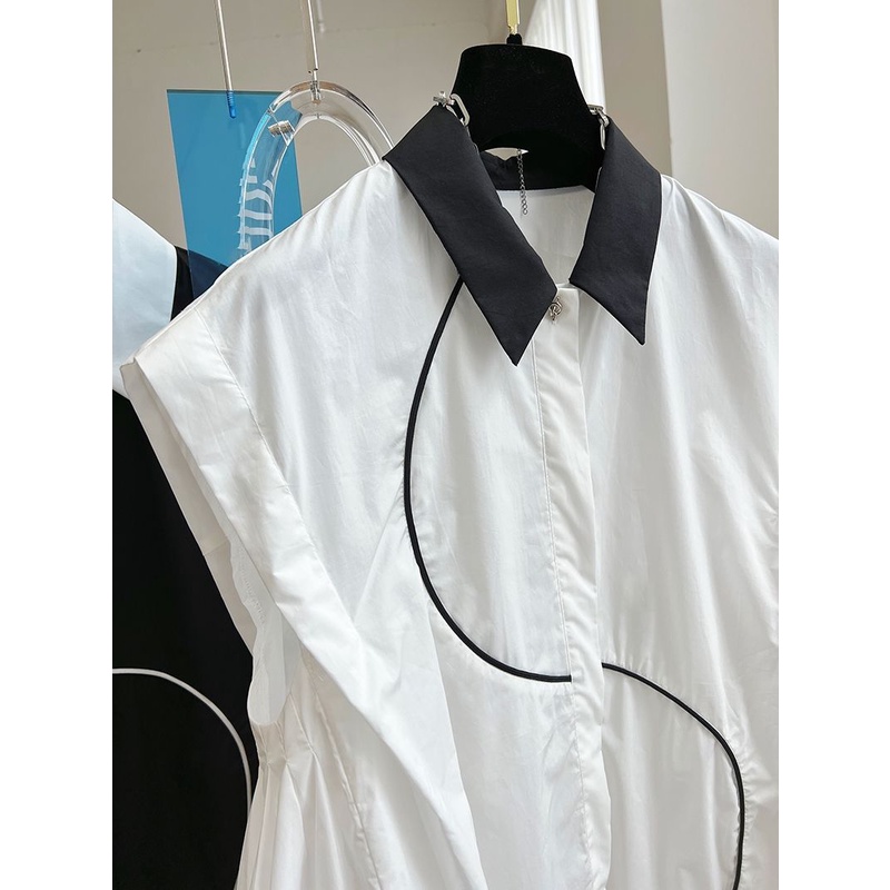 Áo Sơ Mi Mùa Hè Dáng Chữ A Không Tay Che Bụng Phong Cách Hàn Quốc Cho Nữ