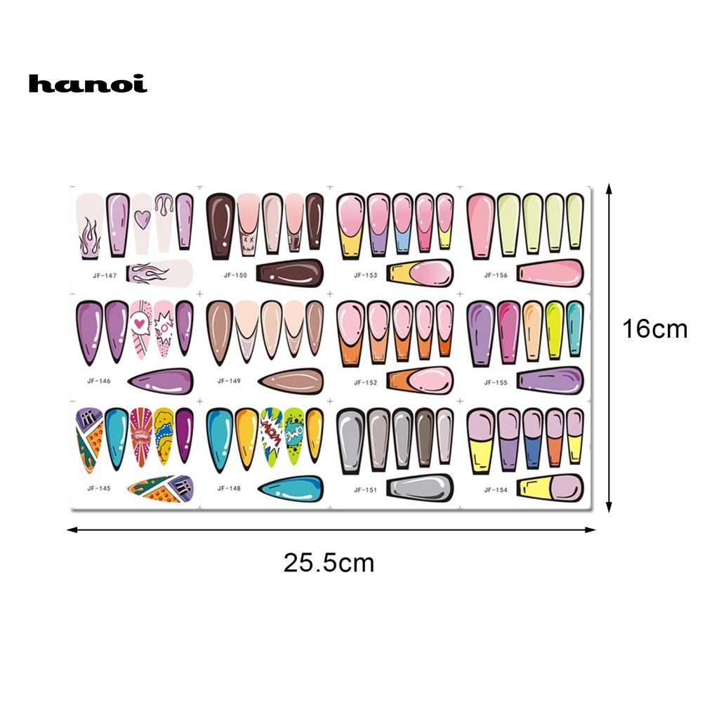 Miếng Dán Trang Trí Móng Tay Tự Dính Không Phai Họa Tiết Hoạt Hình Graffiti 3D DIY