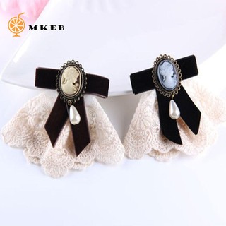 MKEB cài áo MKEB vải nhung họa tiết nơ đính ruy băng thời trang