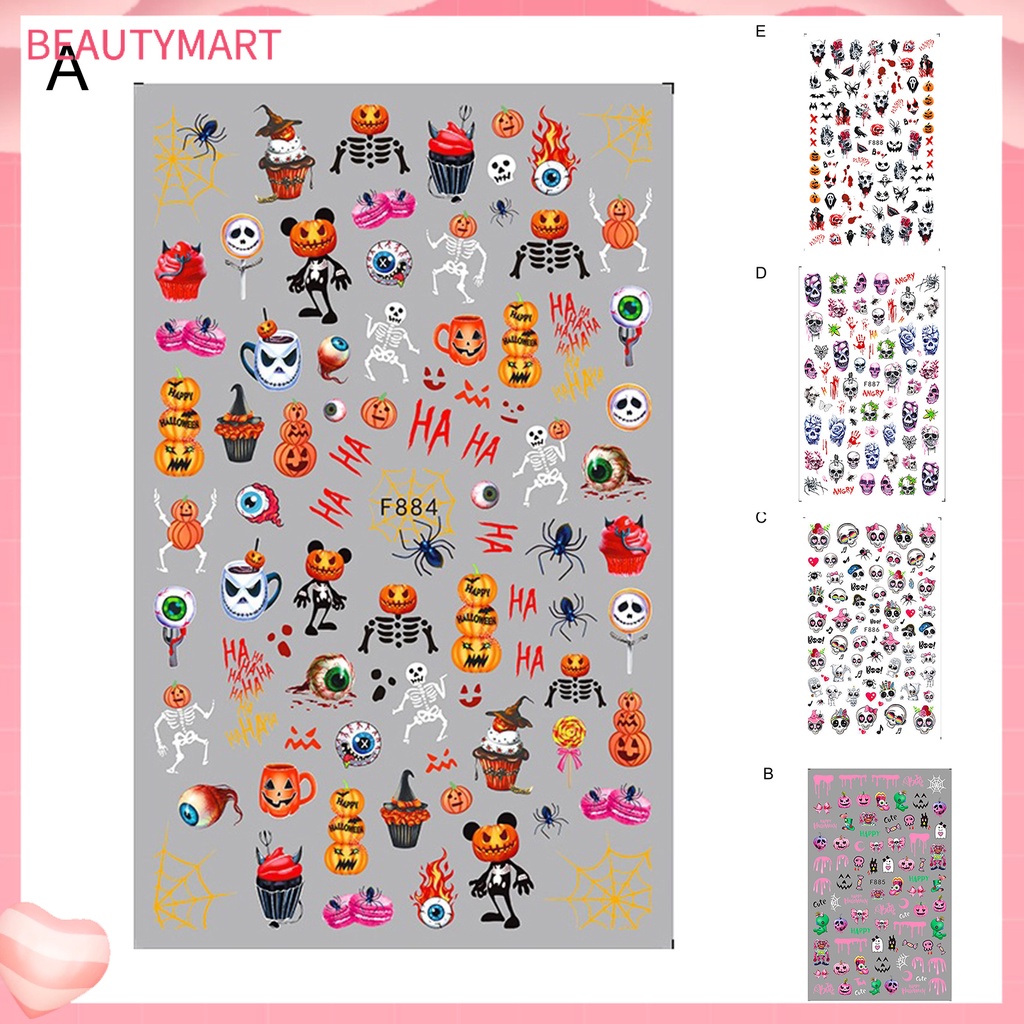Miếng Dán Trang Trí Móng Tay Tự Dính Không Phai Họa Tiết Halloween