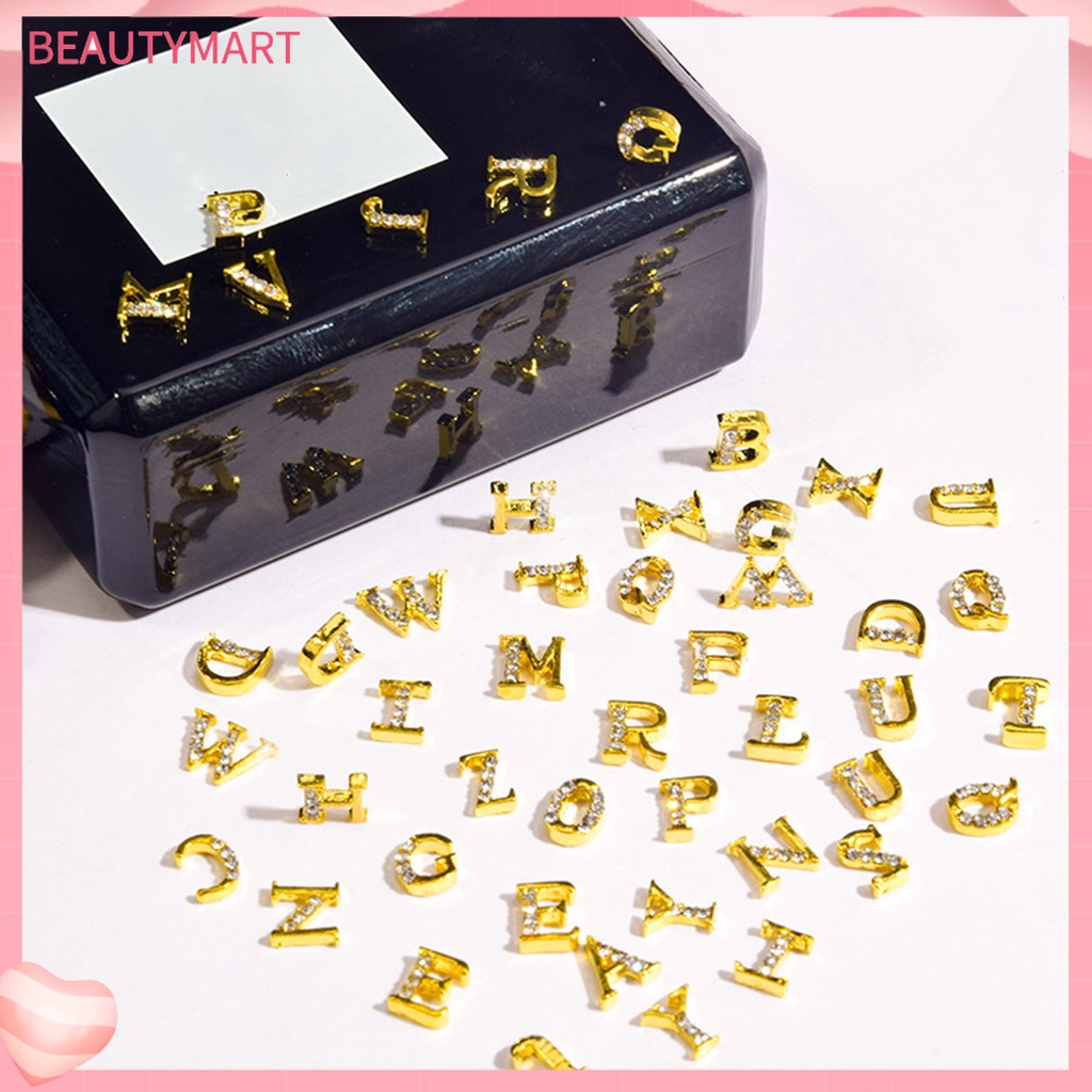 Set 26 Đinh Tán Chữ Tiếng Anh Đính Đá Trang Trí Móng Tay Chống Mài Mòn Dễ Dàng Tẩy Rửa Cho Salon