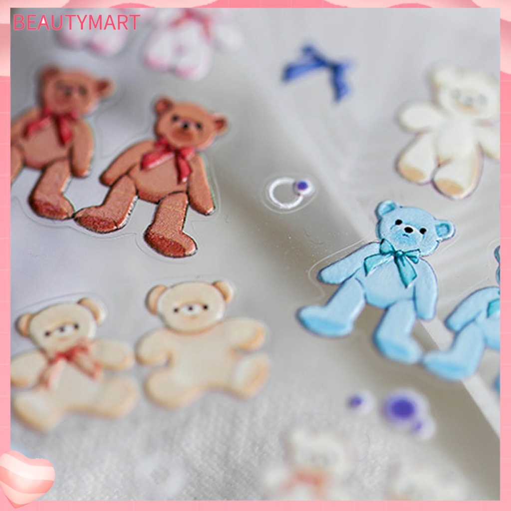 Miếng Dán Hình Gấu Dập Nổi 5D Siêu Mỏng Trang Trí Móng Tay