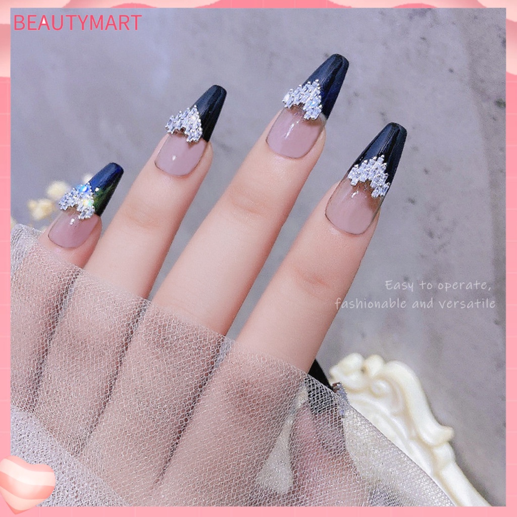 Set 5 Phụ Kiện Trang Trí Móng Tay Hình Trái Tim Đính Đá Zircon