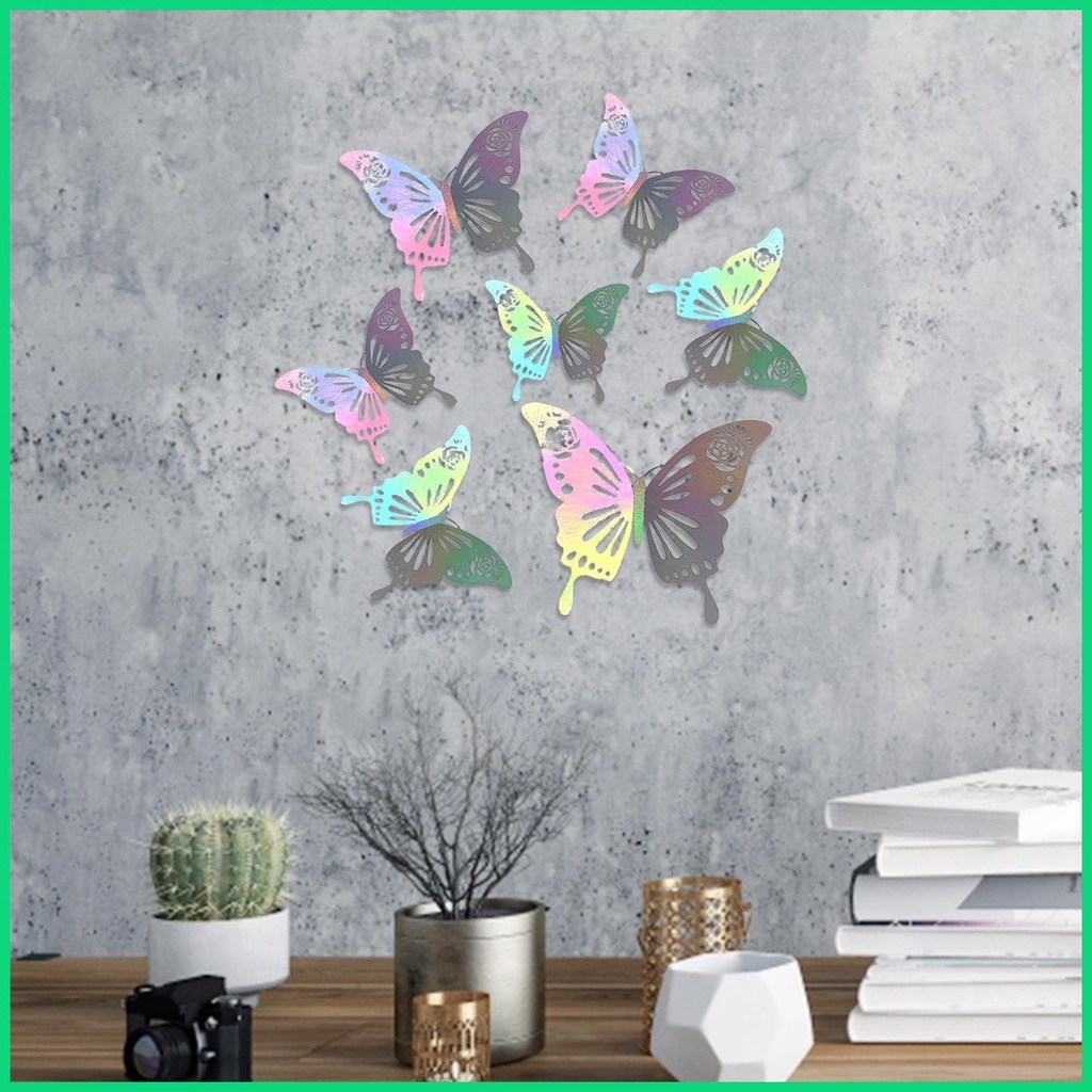 Set 12 Miếng Dán Tường Hình Bướm 3D Nhiều Màu Sắc Có Thể Tháo Rời