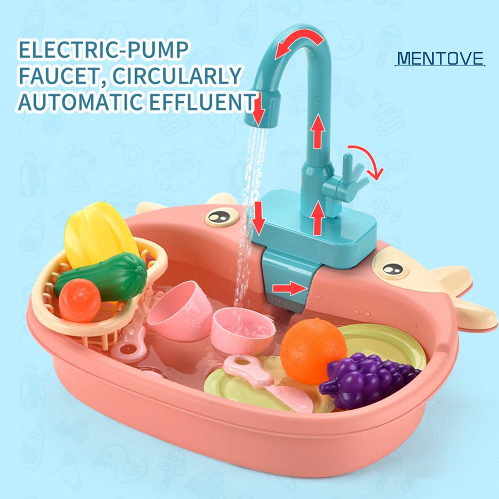 1 Bộ Đồ Chơi Bồn Rửa Chén Bằng Nhựa Tự Động Xoay 180 Độ Cho Bé