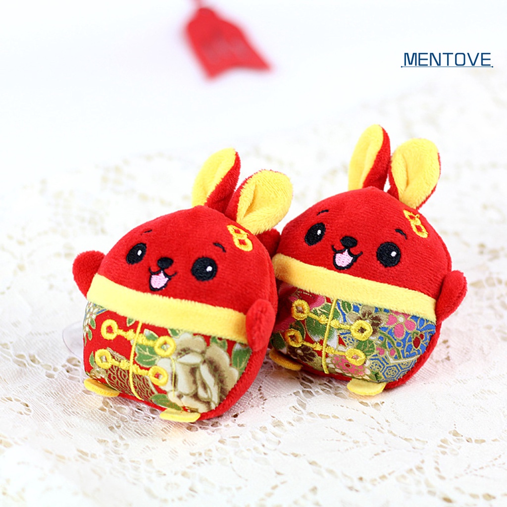 Móc Khóa Hình Thỏ Nhồi Bông 10cm Phong Cách Trung Hoa Mừng Năm Mới 2023