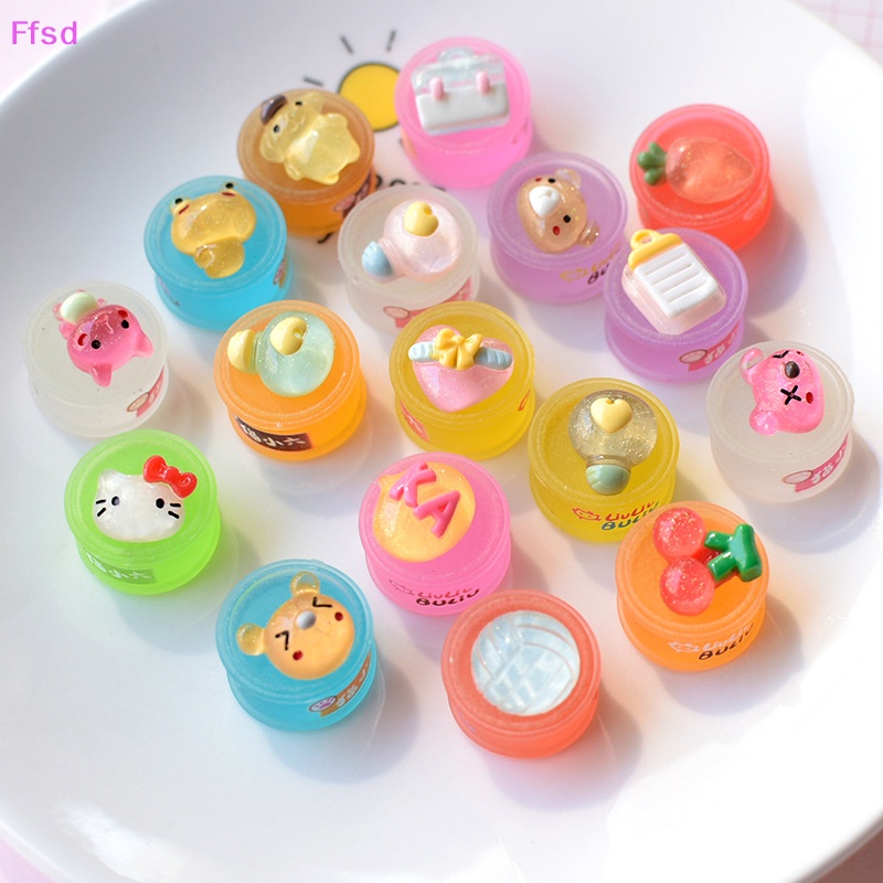 {Ffsd} Set 10 Phụ Kiện Trang Sức Resin Dạ Quang Trong Suốt Hoạt Hình Diy Cho Điện Thoại Di Động * Bán Chạy