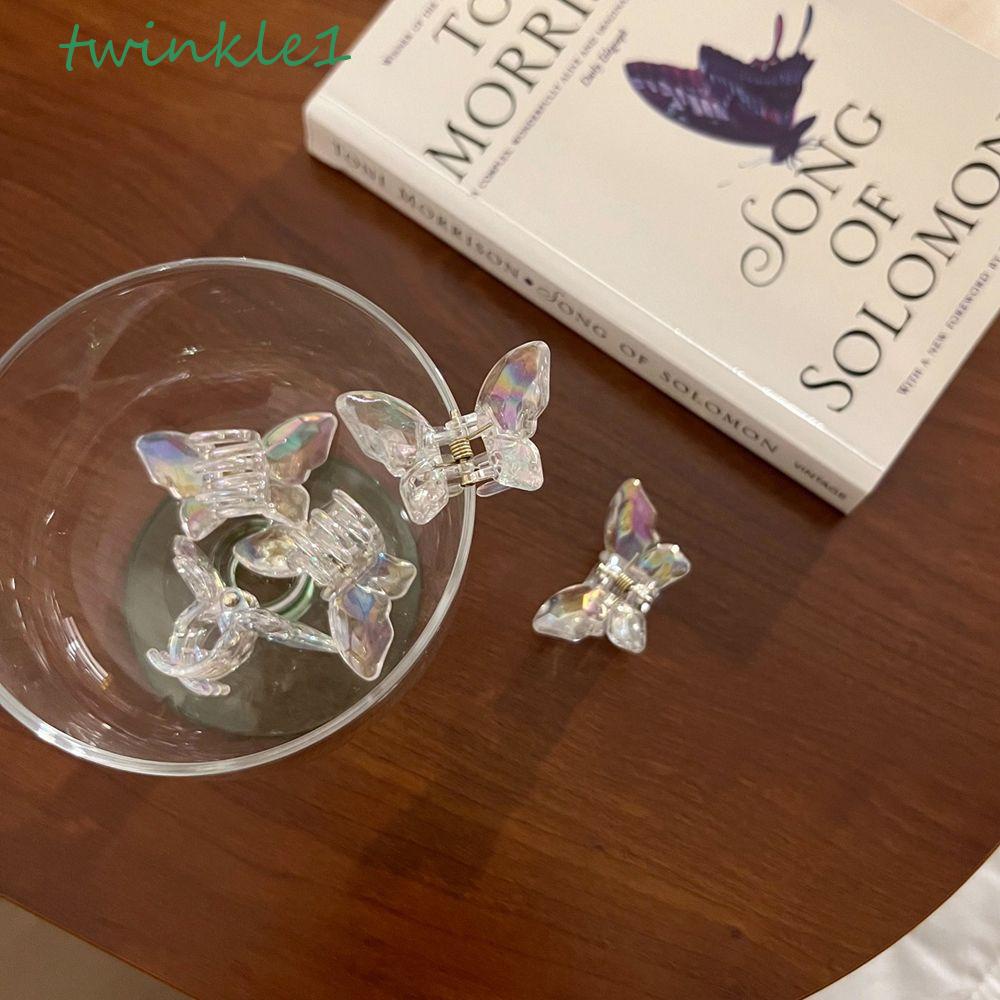 Kẹp Tóc Càng Cua Trong Suốt Họa Tiết Hình Học Màu Laser Phong Cách Hàn Quốc