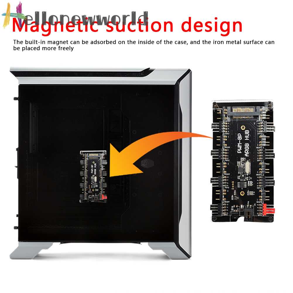 Bộ Chia Nguồn SATA Từ 1 Sang 8 Quạt 12V 4 Pin PWM ARGB