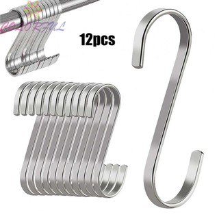 12* Stainless Steel S Hooks Silver Hangers For Closets Laundry Workshops Garages