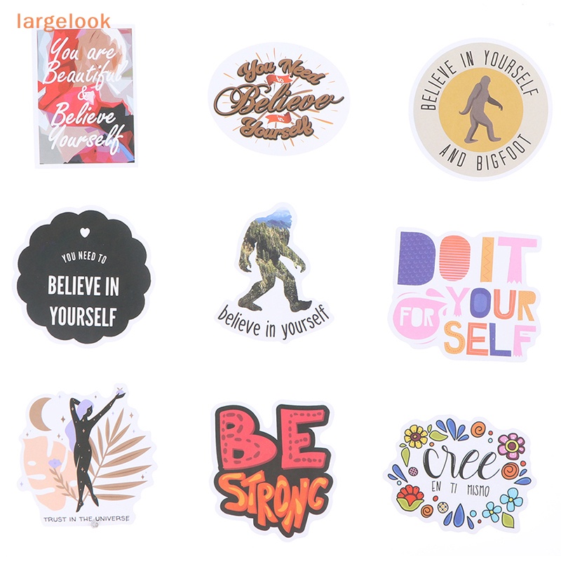 Set 50 Miếng Dán Kích Thước Lớn In Chữ Motivational Life Trang Trí Laptop / Phòng Học DIY