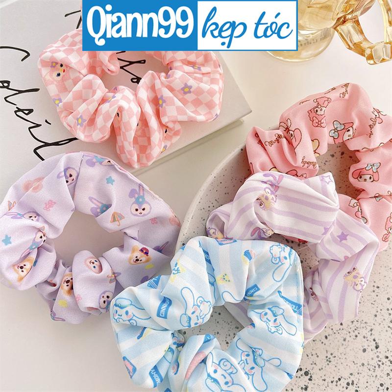 ❤️Dây Buộc Tóc Cao Su Bọc Vải Lông Hình Búp Bê Sanrio Kuromi Dễ Thương Thời Trang Thu Đông