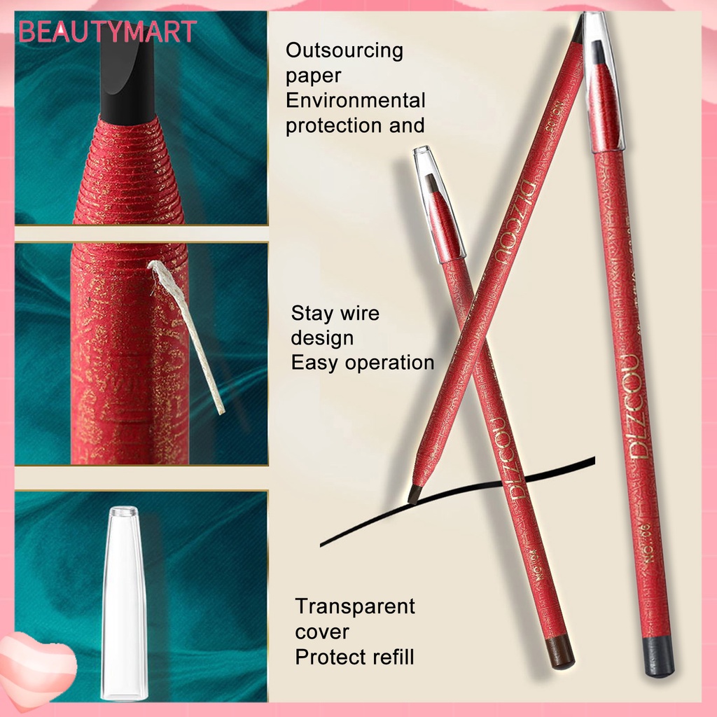 Bút Chì Kẻ Lông Mày Đầu Phẳng Kháng Nước Chống Mồ Hôi Không Phai Tự Nhiên 6 Màu Tùy Chọn Cho Người Mới Bắt Đầu