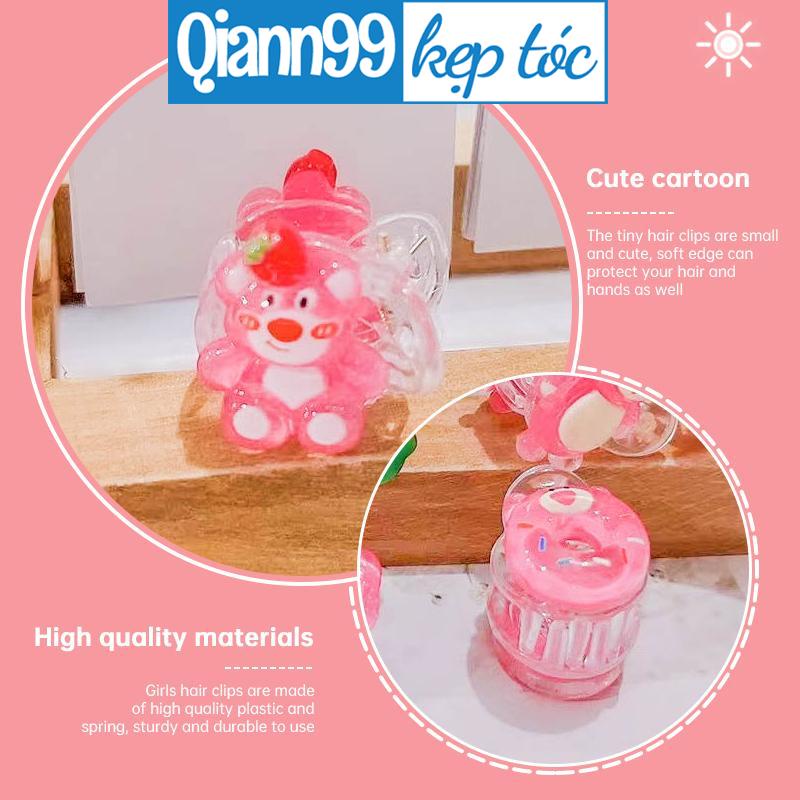 Kẹp tóc càng cua gắn sticker gấu dâu lotso đẹp hottrend có 3 răng / 5 răng càng cua xinh xắn