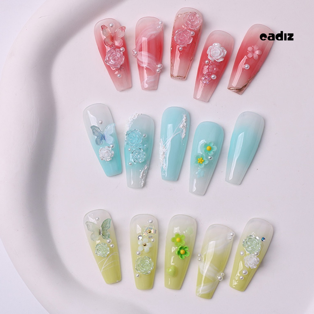 Set 2 Túi Phụ Kiện Trang Trí Móng Tay Nghệ Thuật Hình Hoa Hồng Sáng Bóng Dễ Tháo Rời DIY