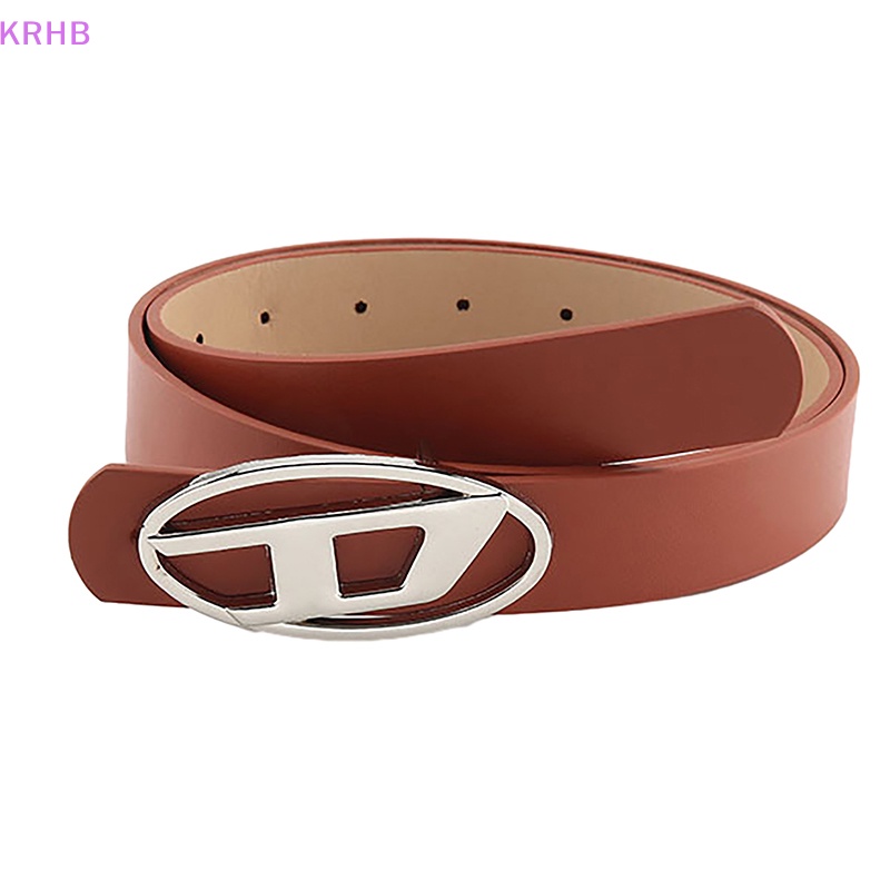 Thắt Lưng Da Pu Khóa Kim Loại Hình Oval In Chữ D Phong Cách Vintage Thời Trang Cho Nam Nữ Mới