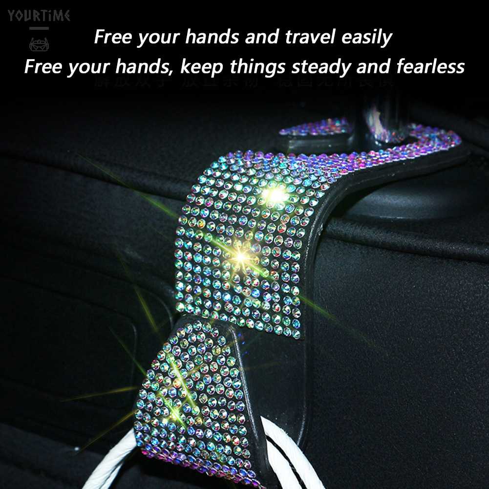 Móc Treo Túi Xách Gắn Sau Ghế Xe Hơi Đính Đá Pha Lê Giá Đỡ