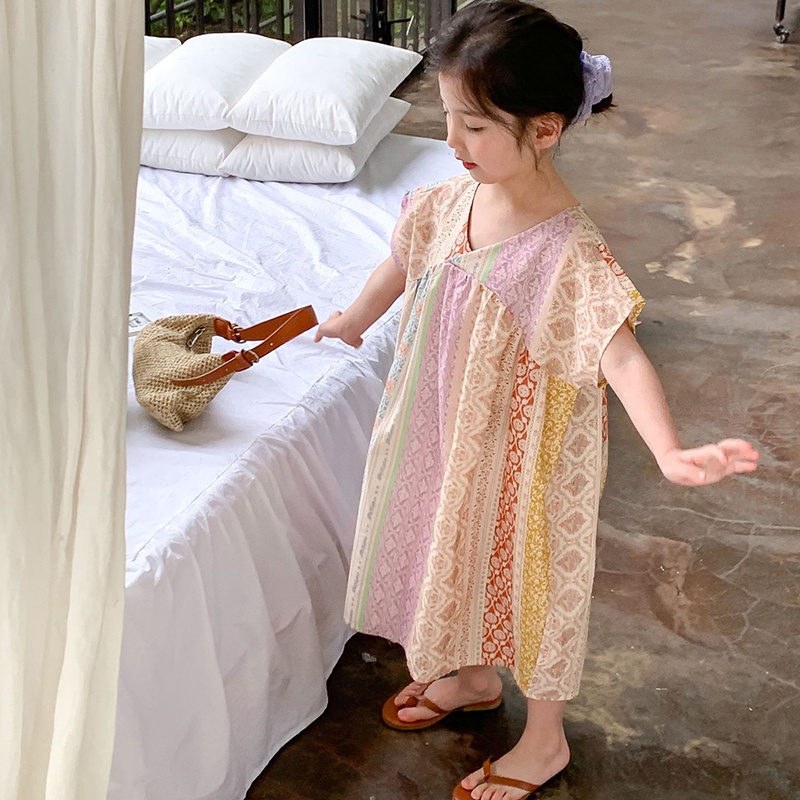 Đầm Thời Trang Mùa Hè Màu Sắc Xinh Xắn Dành Cho Bé Gái 2-7 Tuổi